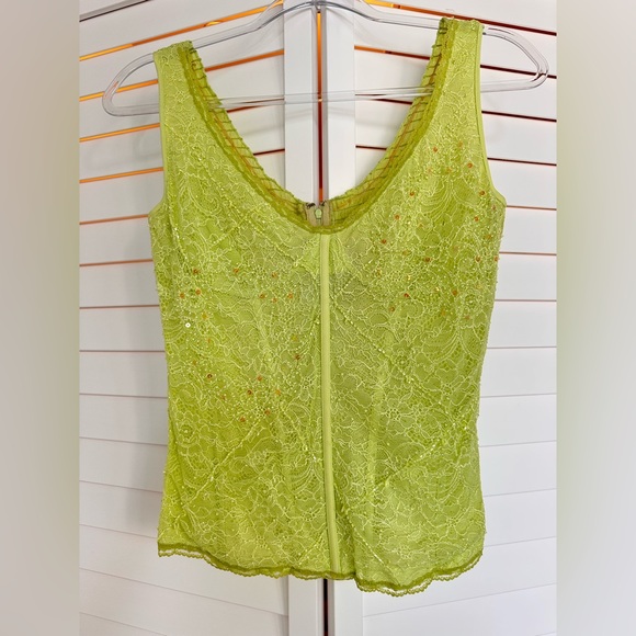 La Perla Vintage Lime Green Lace beaded Women Top - Picture 4 of 12